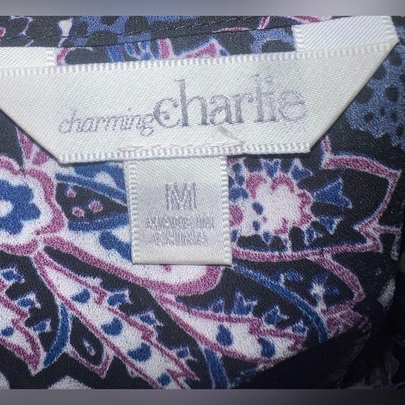 (NWOT) Charming Charlie Paisley Fringe Kimono Wrap/Cover Up Purple/Black/Ivory M - Picture 3 of 3